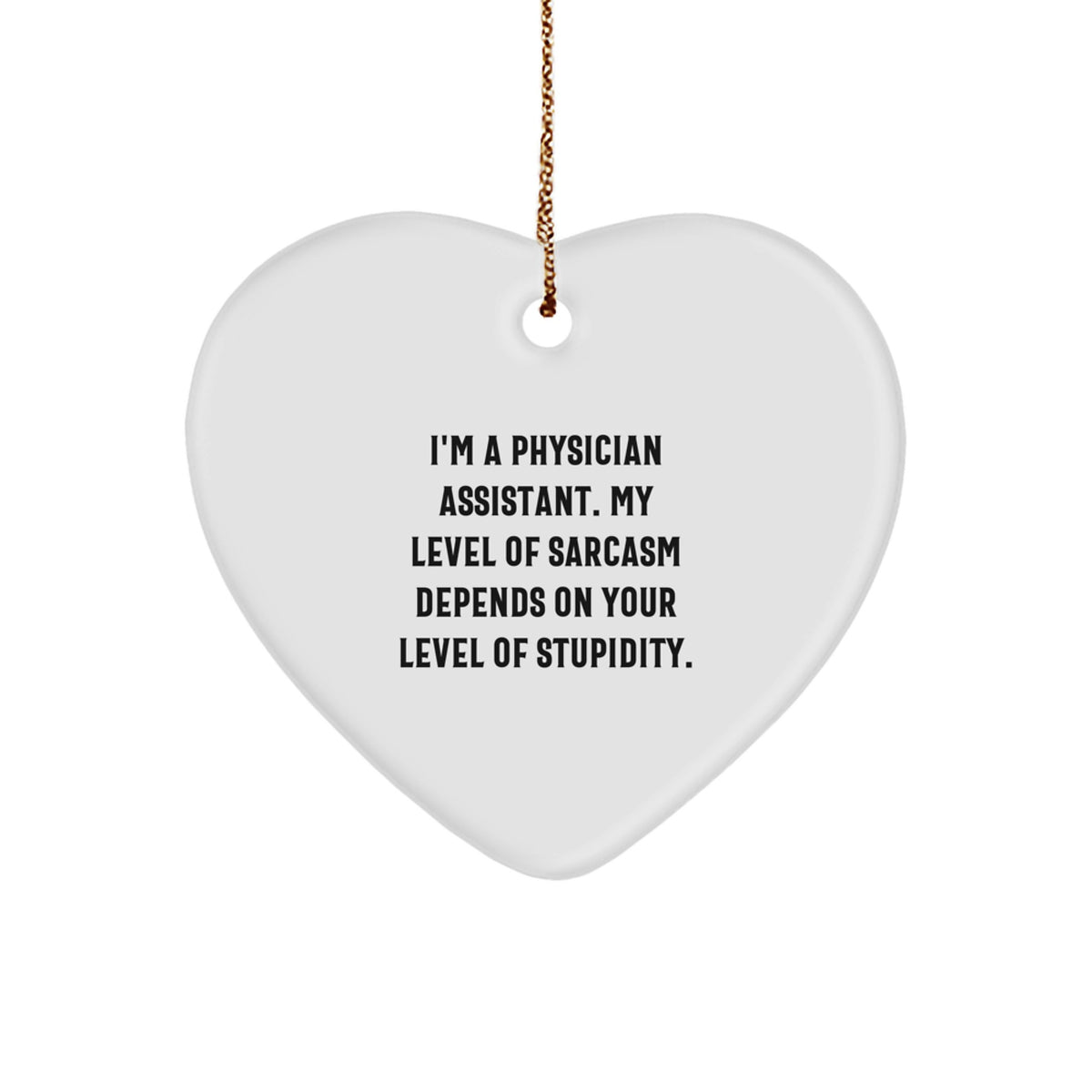 Funny Physician Assistant Gifts for Men from Friends - I'm A PA, Sarcasm Level Depends On Your Stupidity - Heart Ornament, Christmas Unique - Image 1