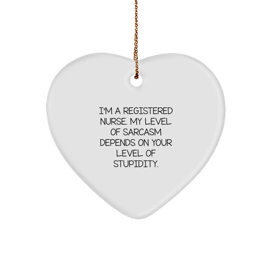 Funny Registered Nurse Gifts for Women, Heart Ornament with Sarcasm Quote, Gifts from Women to Friends, Christmas Unique Gifts - Image 1