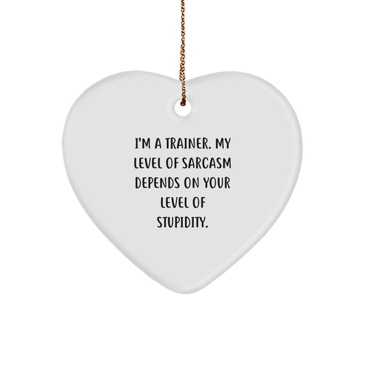 Funny Trainer Gifts from Friends, Unique Christmas Unique Gifts for Trainers, Heart Ornament with Sarcasm Quote - Image 1