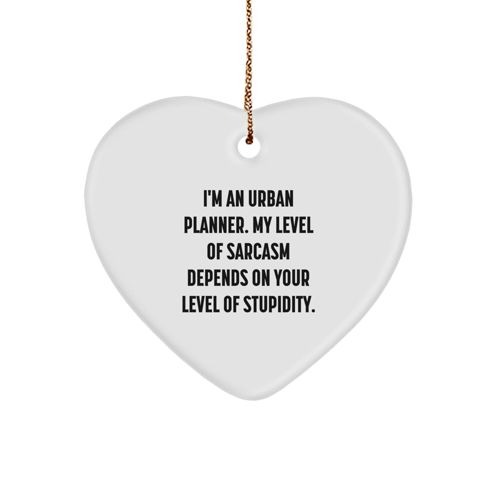 Urban Planner Sarcasm Heart Ornament, Funny Quote Gift from Friends to Urban Planner, Perfect Christmas Unique Gifts for Men or Women - Image 1