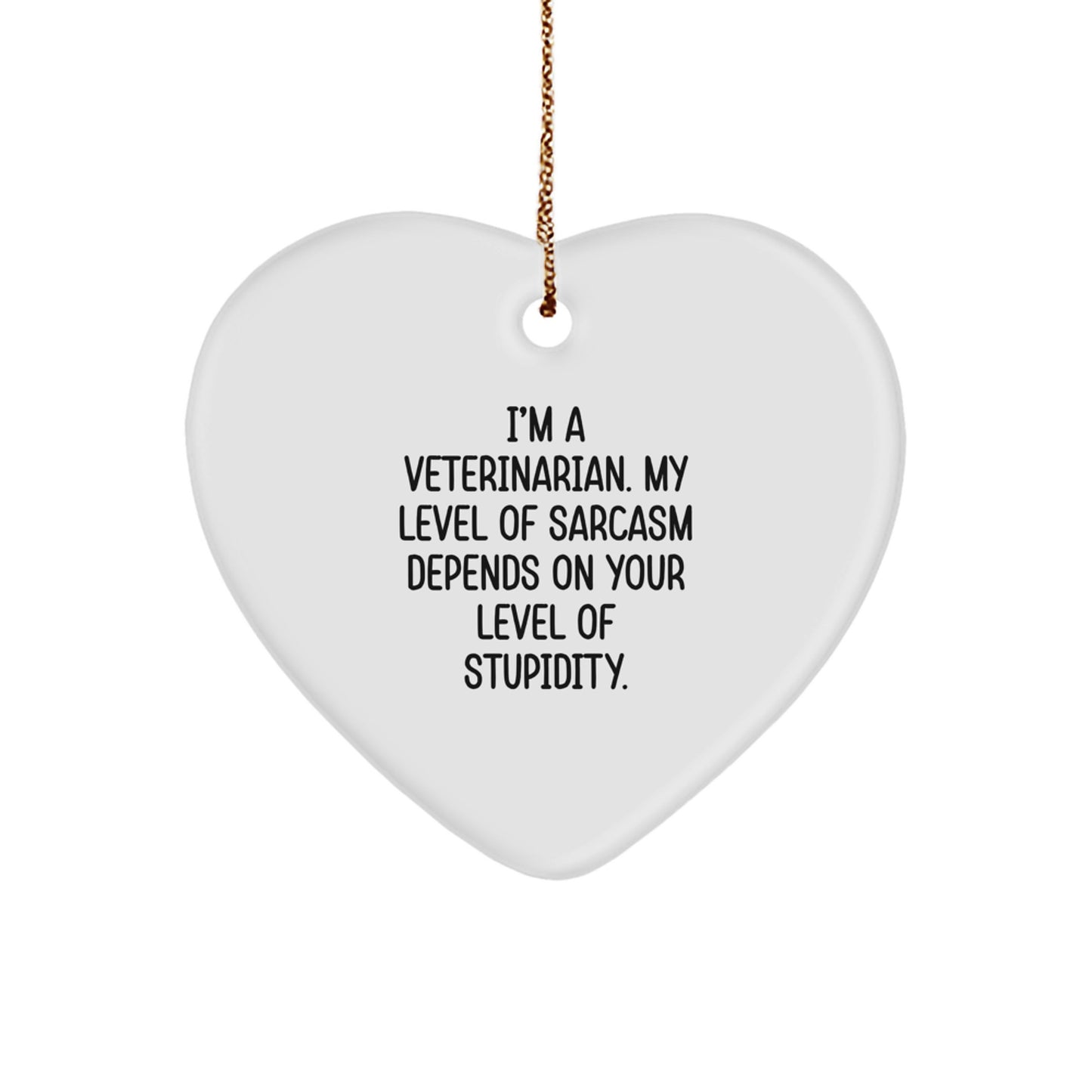 Funny Veterinarian Christmas Unique Gifts from Men to Friends, Heart Ornament with Sarcasm Quote for Veterinarians - Image 1