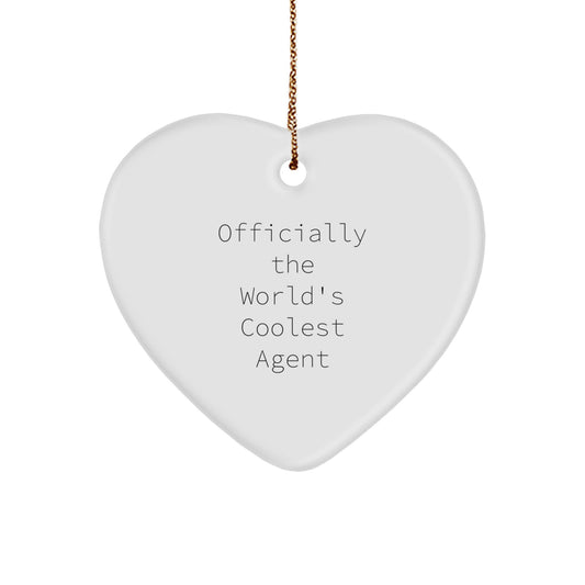 Funny Agent Heart Ornament, Gifts from Men to Agent, Cute Heart Shaped Decoration, Officially The World's Coolest Agent Christmas Unique Gifts for Agent - Image 1