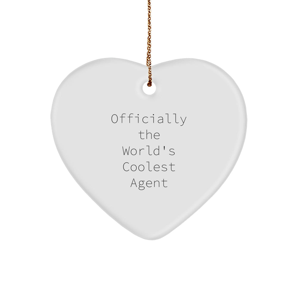 Funny Agent Heart Ornament, Gifts from Men to Agent, Cute Heart Shaped Decoration, Officially The World's Coolest Agent Christmas Unique Gifts for Agent - Image 1