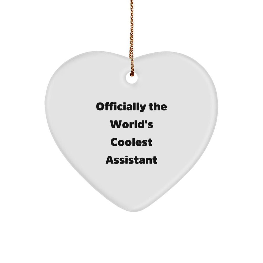 Funny 'Officially The World's Coolest Assistant' Heart Ornament Gifts from Men to Assistant Friends at Christmas - Image 1