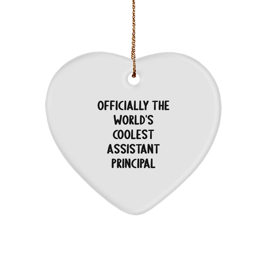 Funny Assistant Principal Gifts from Men, Gifts for Assistant Principal Heart Ornament - Officially The World's Coolest Assistant Principal Christmas Unique Gifts - Image 1