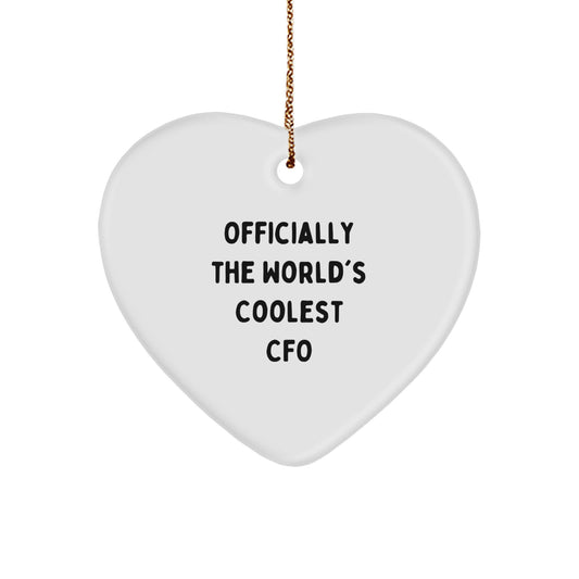 Funny CFO Gifts, Heart Ornament for CFO, Officially The World's Coolest Cfo Christmas Unique Gifts from Men to CFO, CFO Heart Ornament for Men - Image 1