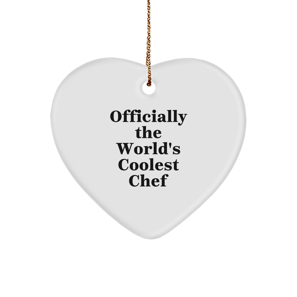 Funny Chef Heart Ornament Gifts from Men to Friends Who are Officially the World's Coolest Chef, Christmas Unique Presents for Chef, Funny Heart Ornament - Image 1