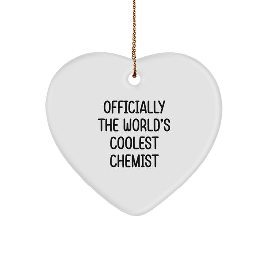 Funny 'World's Coolest Chemist' Heart Ornament Gifts from Friends for a Gift, Unique Christmas Decorations, Heart Shaped MDF Chemist Gifts - Image 1