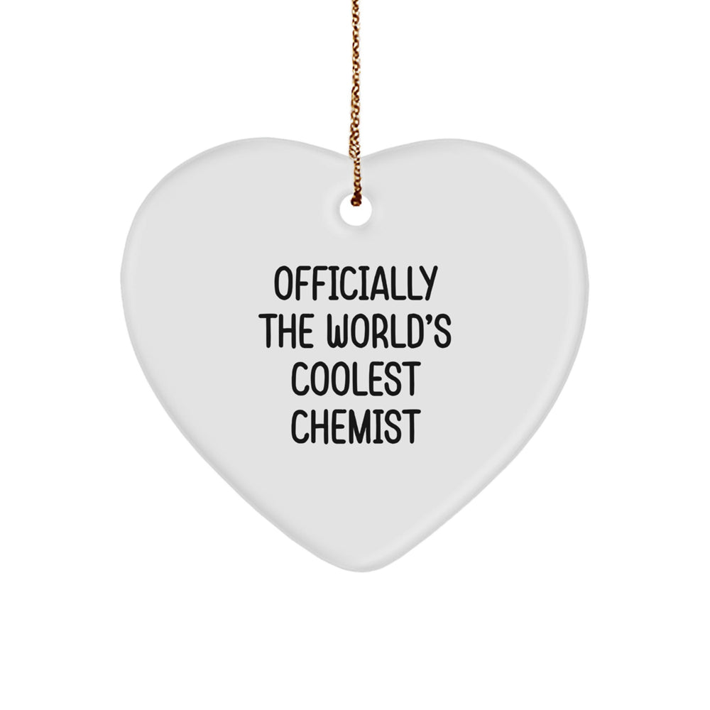 Funny 'World's Coolest Chemist' Heart Ornament Gifts from Friends for a Gift, Unique Christmas Decorations, Heart Shaped MDF Chemist Gifts - Image 1