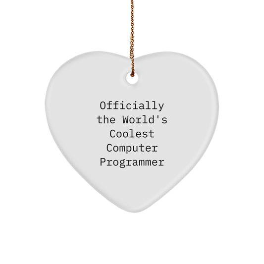 Funny Computer Programmer Heart Ornament, Officially The World's Coolest Programmer Gift, Christmas Unique Gifts from Friends, Coworkers, Family to Computer Programmer Men, Women - Image 1
