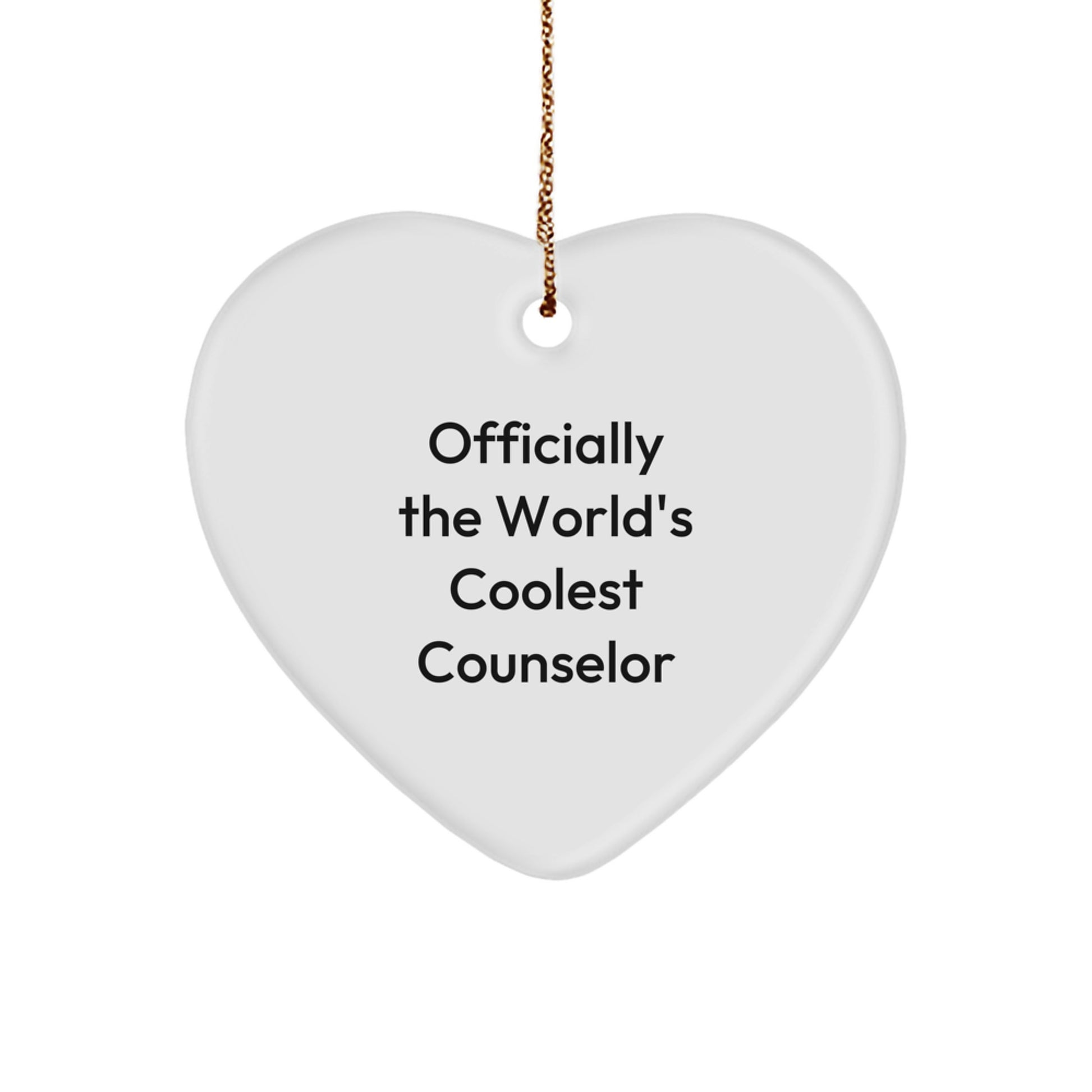 Funny Counselor Gifts from Men for Christmas Unique Heart Ornament, Officially The World's Coolest Counselor - Image 1