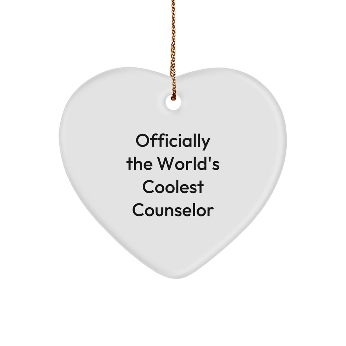 Funny Counselor Gifts from Men for Christmas Unique Heart Ornament, Officially The World's Coolest Counselor - Image 1