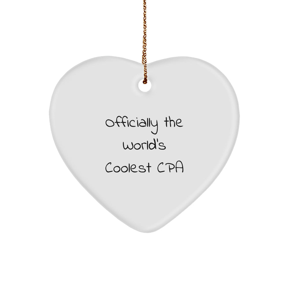 Unique Gifts for CPA, Funny Heart Ornament Officially The World's Coolest Cpa, Christmas Memorable Presents for Men, Women, Friends, Coworkers, Family - Image 1