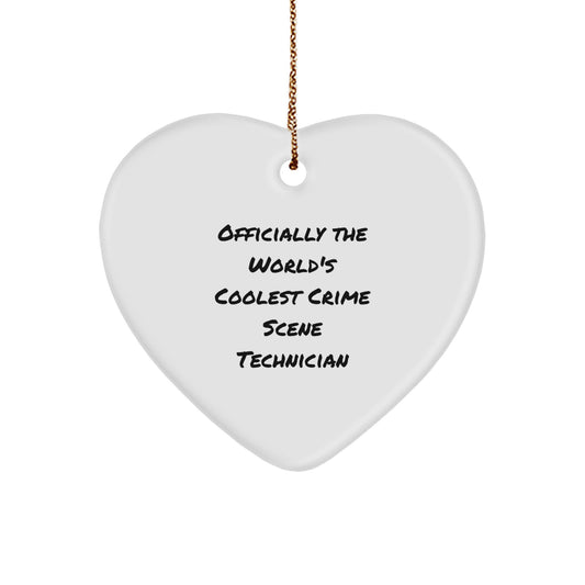 Funny Officially The World's Coolest Crime Scene Technician Gifts from Men to Family Members Christmas Unique Heart Ornament - Image 1
