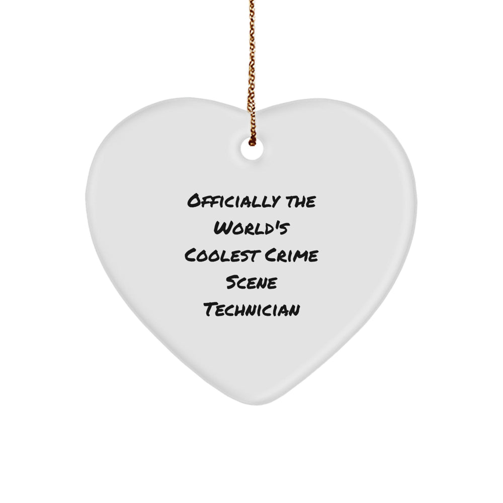 Funny Officially The World's Coolest Crime Scene Technician Gifts from Men to Family Members Christmas Unique Heart Ornament - Image 1