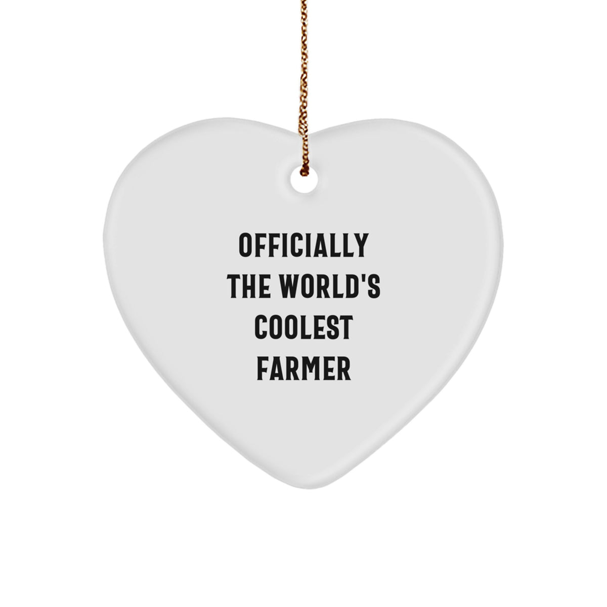 Funny Farmer Gifts from Friends for Christmas Unique Heart Ornament 'Officially The World's Coolest Farmer' - Image 1