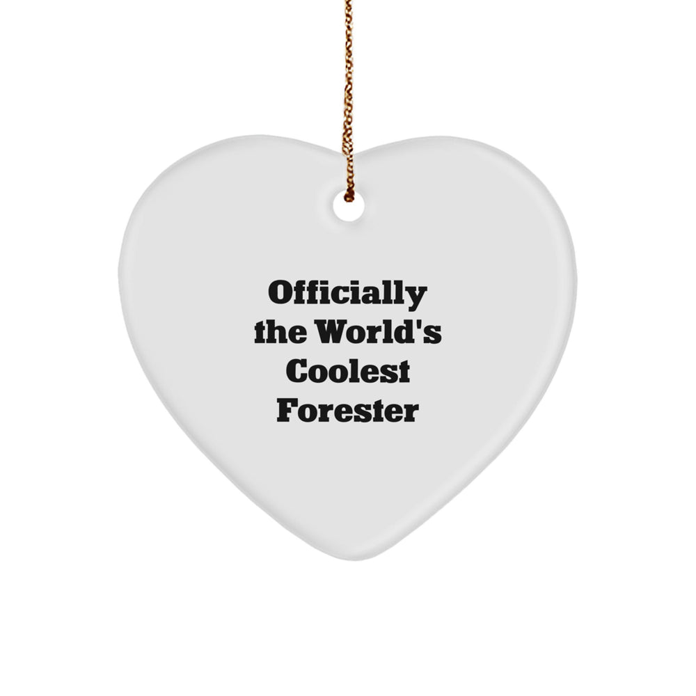 Funny Forester Gifts for Friends, Christmas Unique Gifts from Men, Heart Ornament Officially The World's Coolest Forester - Image 1
