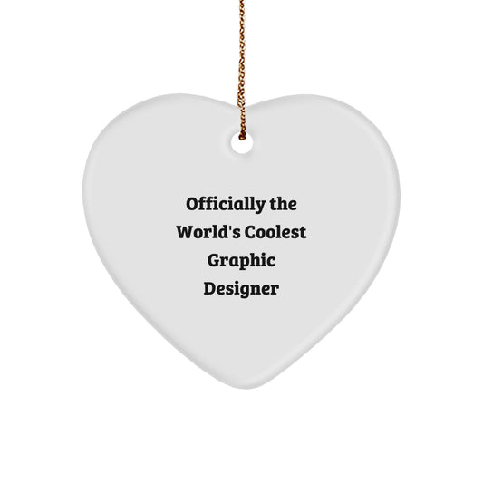 Graphic Designer Gifts from Friends - Heart Ornament with Funny Quote - Christmas Unique Gifts for Him or Her - Image 1