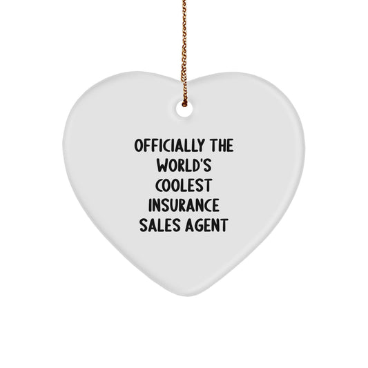 Funny Insurance Sales Agent Gifts for Men Friends - Officially The World's Coolest Insurance Sales Agent Heart Ornament Christmas Unique Gifts from Family - Image 1