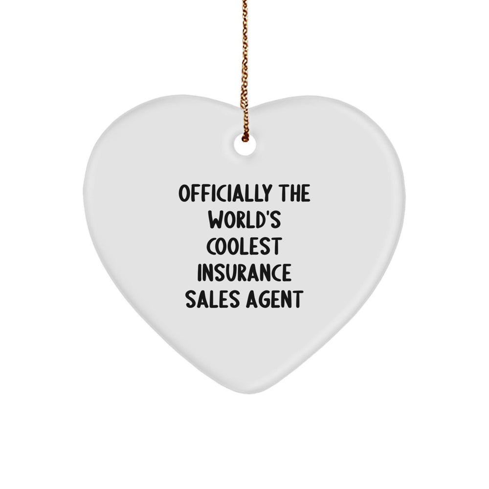 Funny Insurance Sales Agent Gifts for Men Friends - Officially The World's Coolest Insurance Sales Agent Heart Ornament Christmas Unique Gifts from Family - Image 1