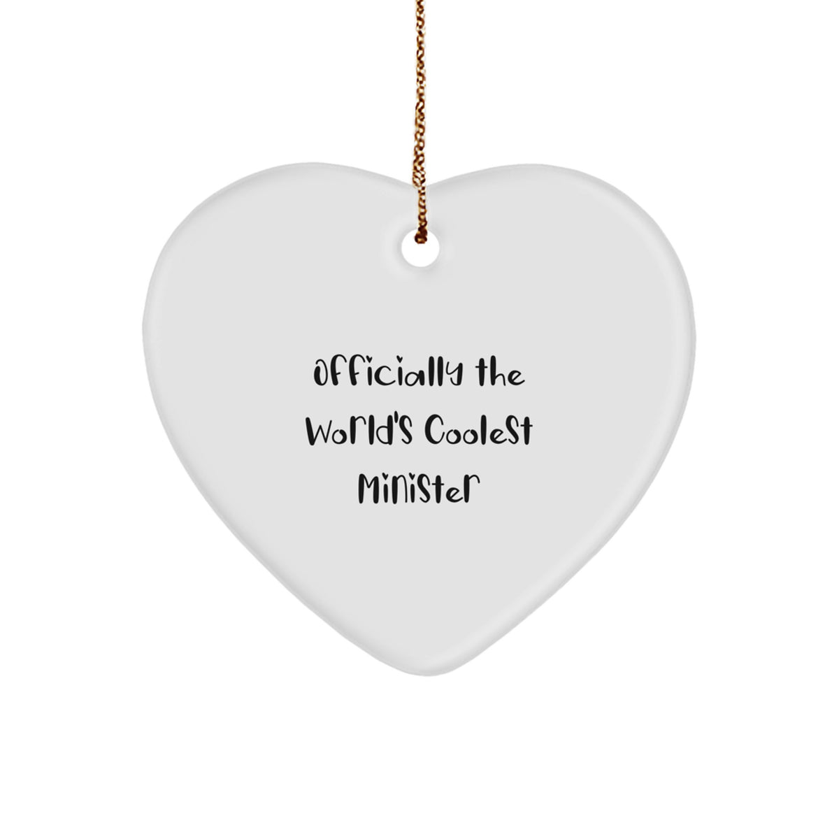 Funny Minister Gifts for Men, Officially The World's Coolest Minister - Heart Ornament, Gifts from Family to Minister, Christmas Unique Presents - Image 1