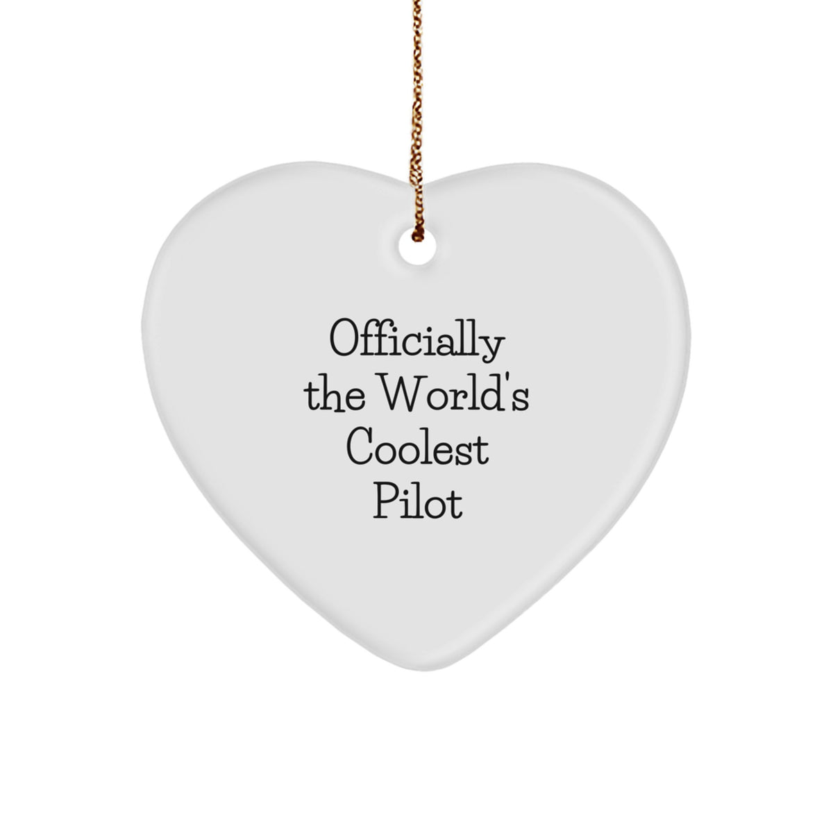 Funny Pilot Gifts from Men - Heart Ornament Officially The 'World's Coolest Pilot' - Christmas Unique Gifts for Pilot - Image 1