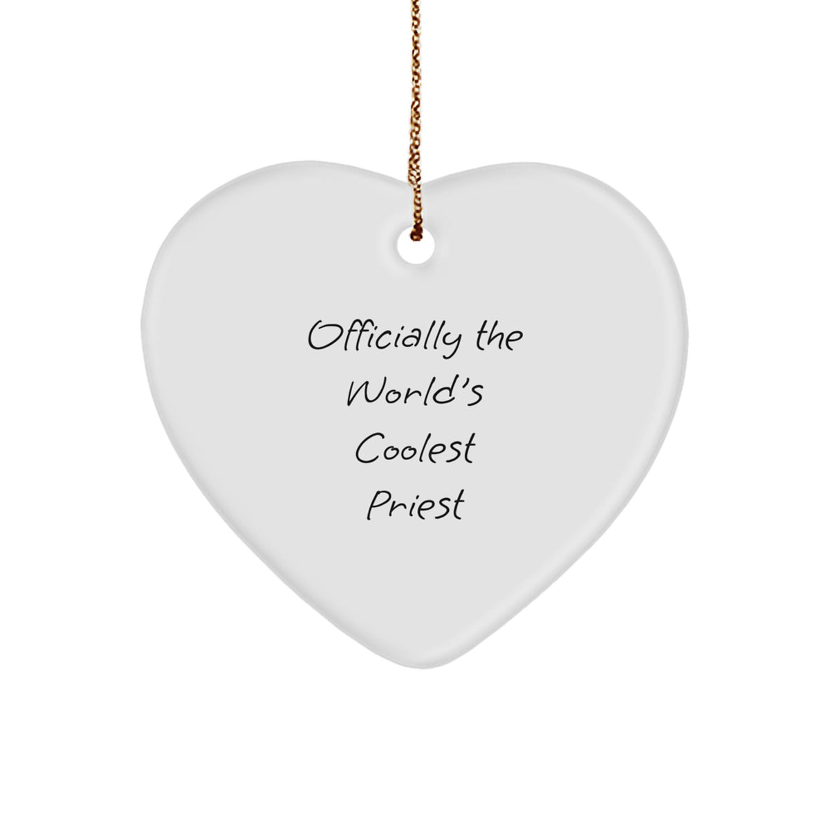 Funny Priest Gifts, Heart Ornament - 'Officially The World's Coolest Priest',
Unique Christmas Unique Gifts for Priest, White Heart Shaped MDF - Image 1