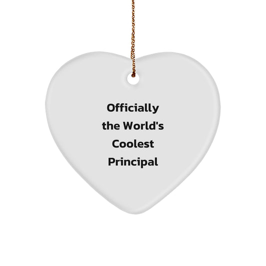 Funny Gift for Principal - Heart Ornament Christmas Unique Gifts from Men to Principal, Friends Gifts for Women, Unique Christmas Unique Gifts for Principal, Officially The World's Coolest Principal - Image 1