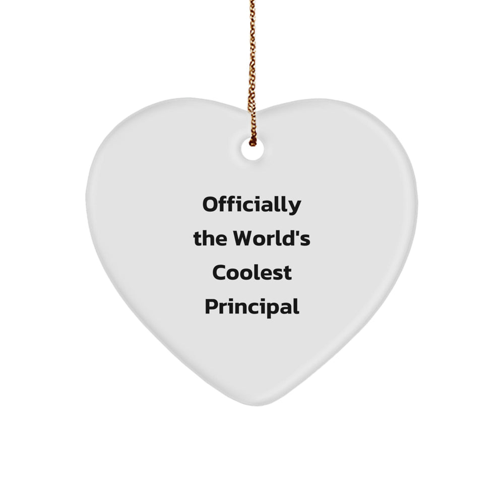 Funny Gift for Principal - Heart Ornament Christmas Unique Gifts from Men to Principal, Friends Gifts for Women, Unique Christmas Unique Gifts for Principal, Officially The World's Coolest Principal - Image 1