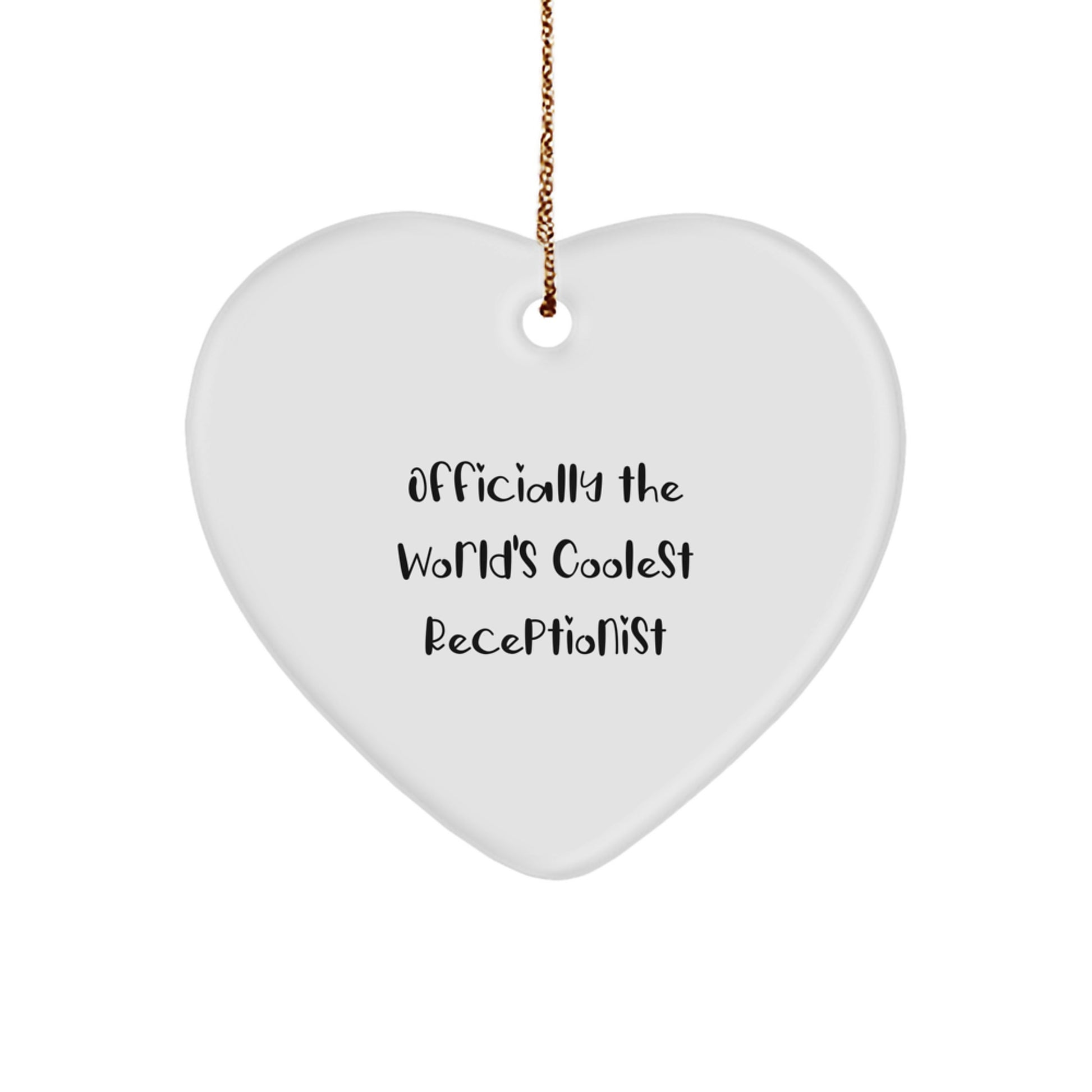 Funny Gifts from Friends to the World's Coolest Receptionist Heart Ornament - Christmas Unique Presents for Office Receptionists - Image 1