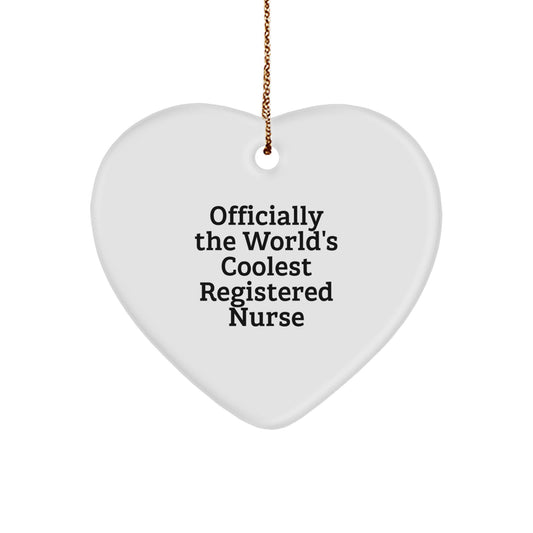 Funny Registered Nurse Heart Ornament, Gifts from Men for Registered Nurse, Christmas Unique Gift Ideas, Officially The World's Coolest Registered Nurse - Image 1