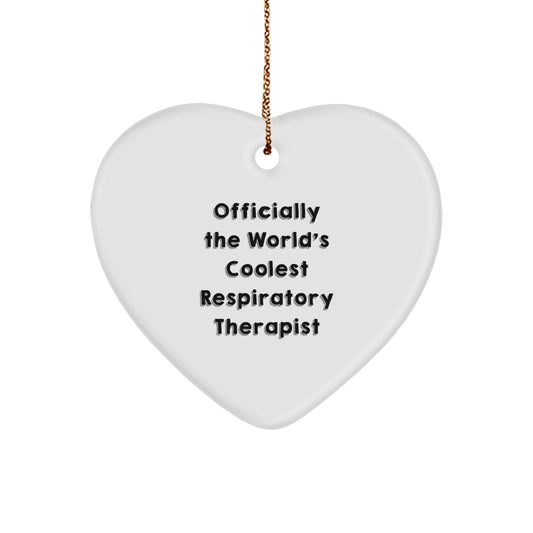 Funny Respiratory Therapist Gifts for Christmas, Officially The World's Coolest Respiratory Therapist Heart Ornament from Friends - Image 1