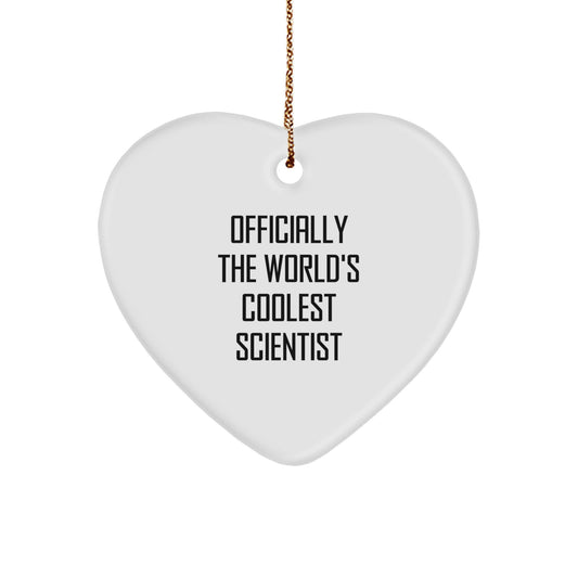 Gifts from Family - Officially The World's Coolest Scientist Funny Quote Heart Ornament for Christmas Unique Gifts for Scientist - Image 1