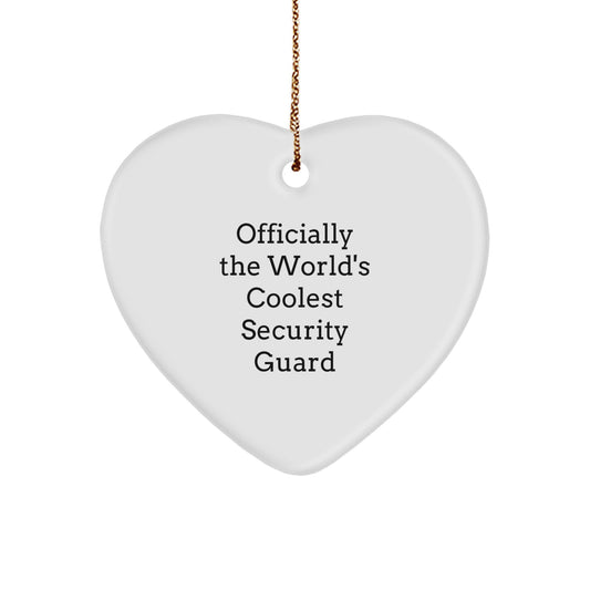 Security Guard Gifts from Men - Officially The World's Coolest Security Guard Heart Ornament, Christmas Unique Gifts - Image 1