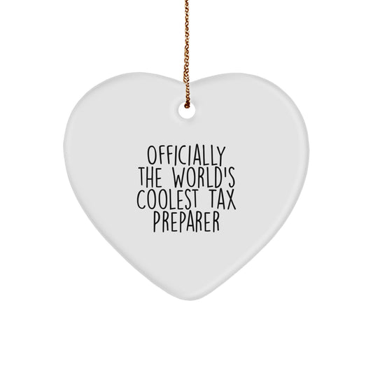 Funny 'World's Coolest Tax Preparer' Heart Ornament Gifts from Friends and Family - Image 1