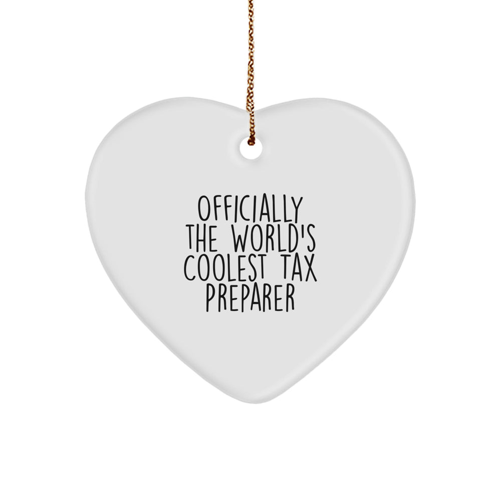 Funny 'World's Coolest Tax Preparer' Heart Ornament Gifts from Friends and Family - Image 1
