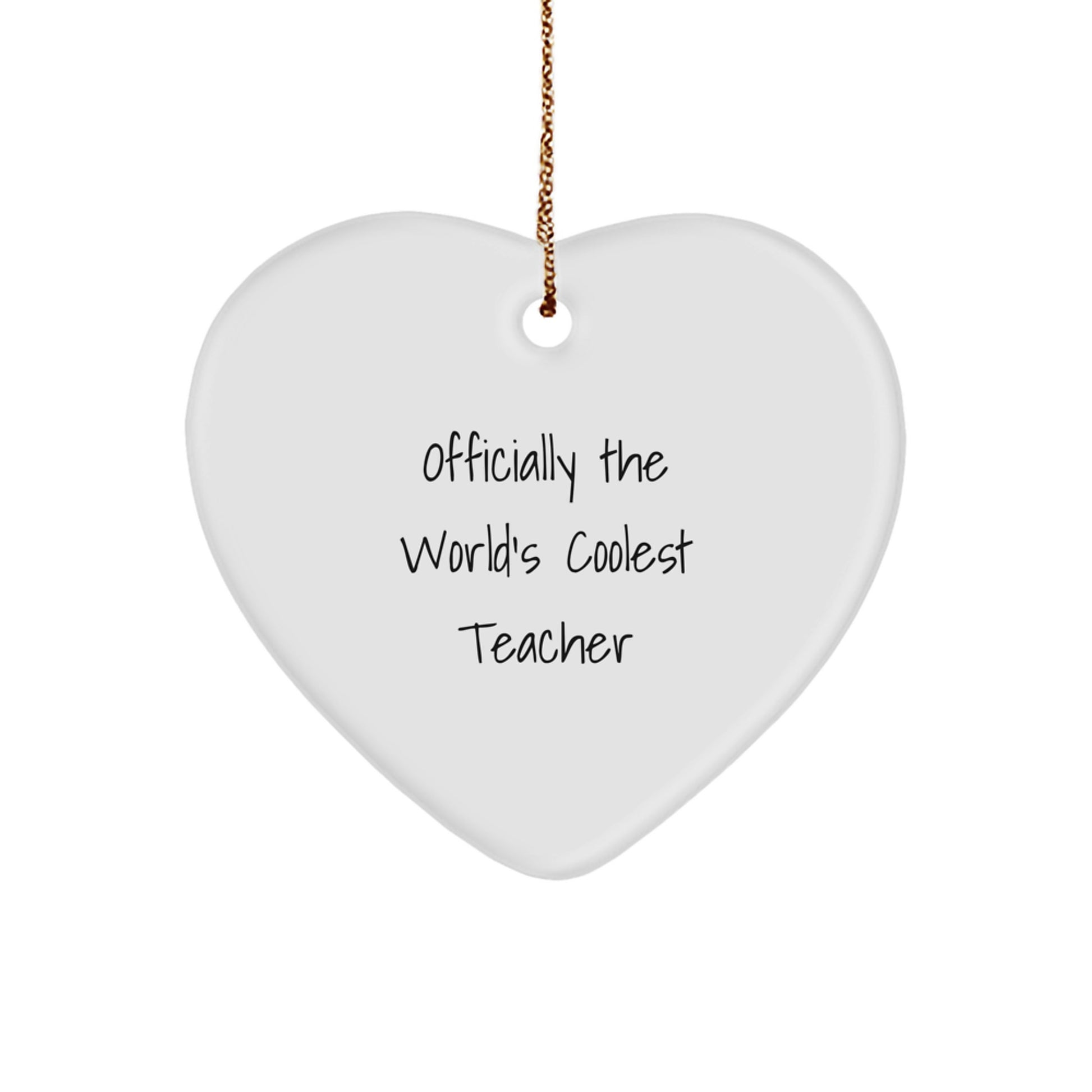 Funny Teacher Christmas Heart Ornament Gift from Men Friends for World's Coolest Teacher Home Decor - Image 1