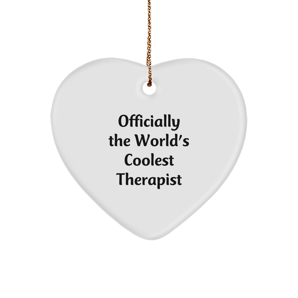 Funny Therapist Gifts for Christmas, World's Coolest Therapist Heart Ornament, Gifts from Friends for Therapist - Image 1