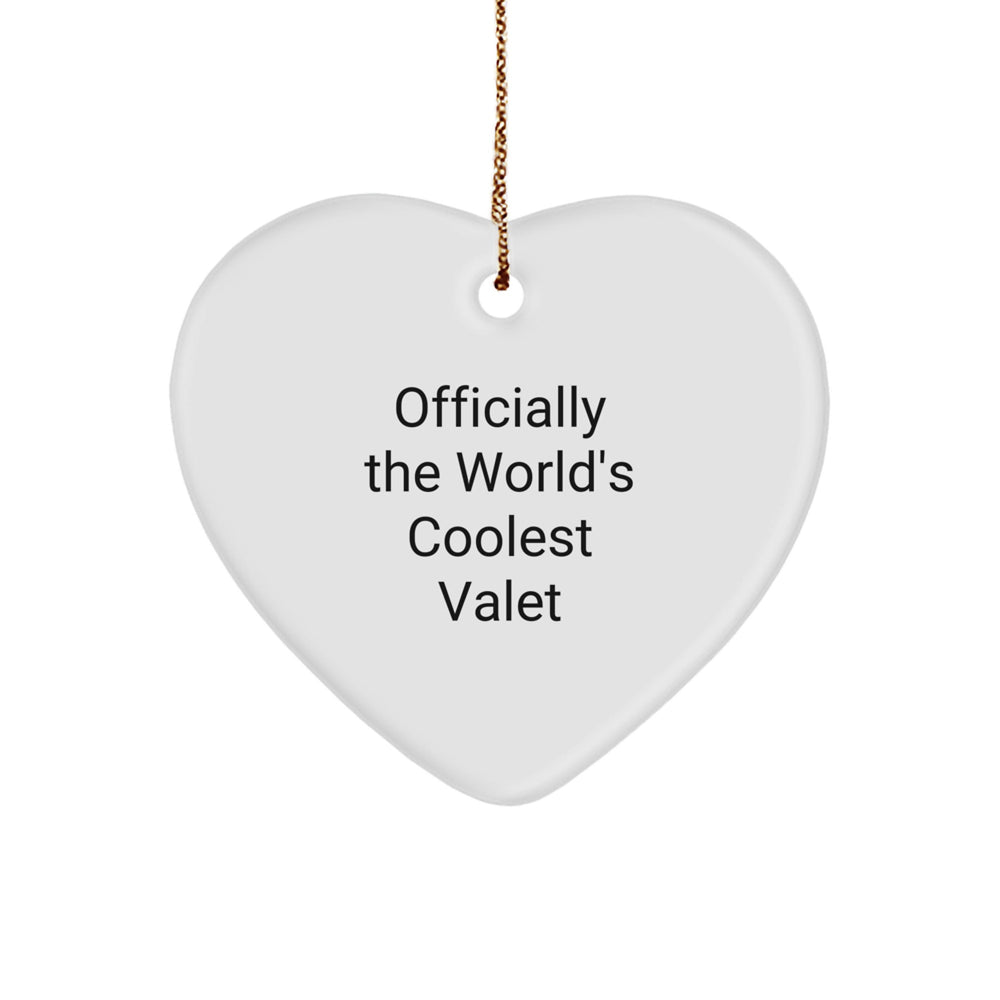 Funny Valet Gifts - Officially The Worlds Coolest Valet Heart Ornament for Men, Unique Christmas Unique Gifts from Friends or Family, Perfect for Vallet Station Decor - Image 1