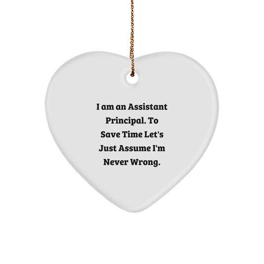 Funny Assistant Principal Gifts for Men, Funny Heart Ornament Quote, Gifts from Friends for Assistant Principal, Christmas Unique Gifts for Men - Image 1