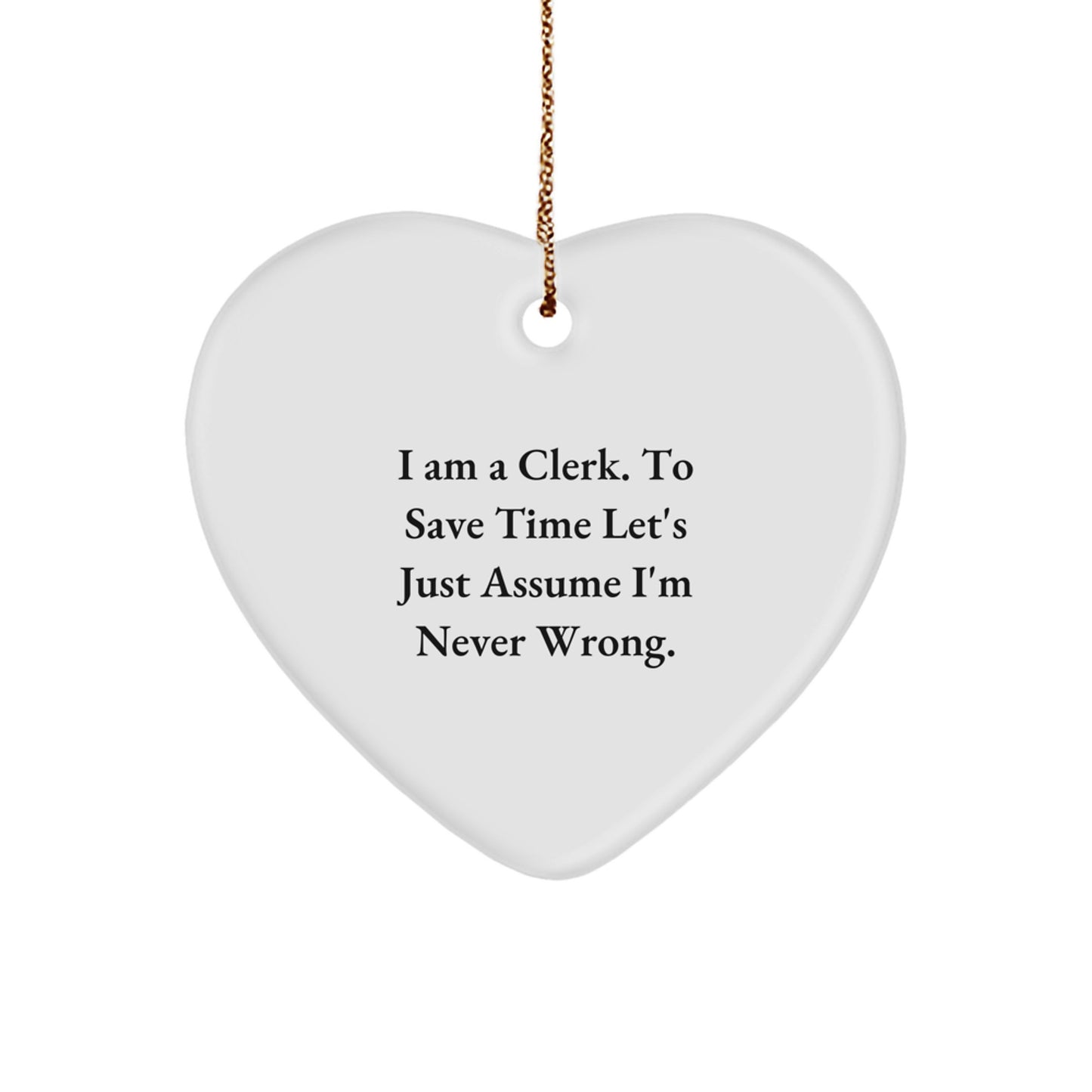 Funny Clerk Heart Ornament Gifts from Men to Women Coworkers Family Friends - Image 1