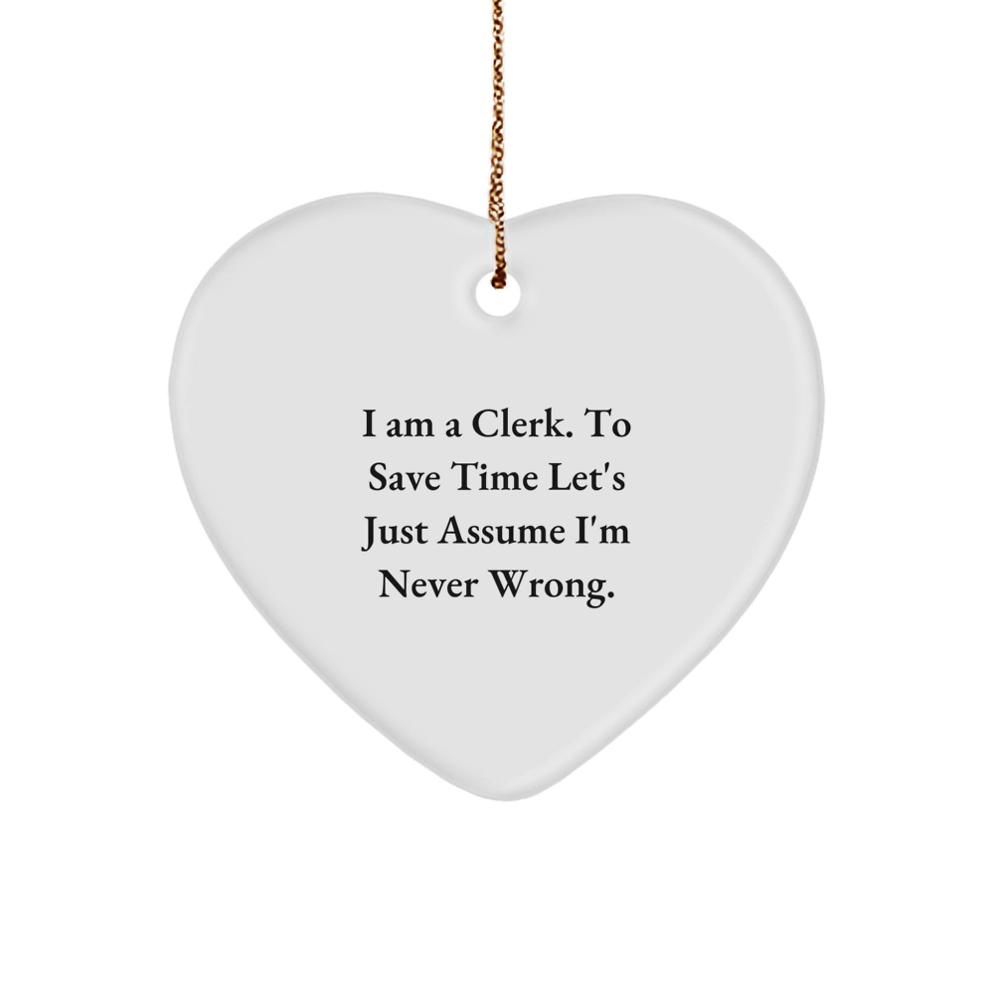 Funny Clerk Heart Ornament Gifts from Men to Women Coworkers Family Friends - Image 1