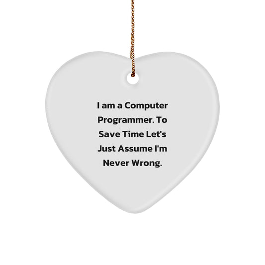 Humorous Computer Programmer Heart Ornament Gifts from Friends for Christmas - Image 1