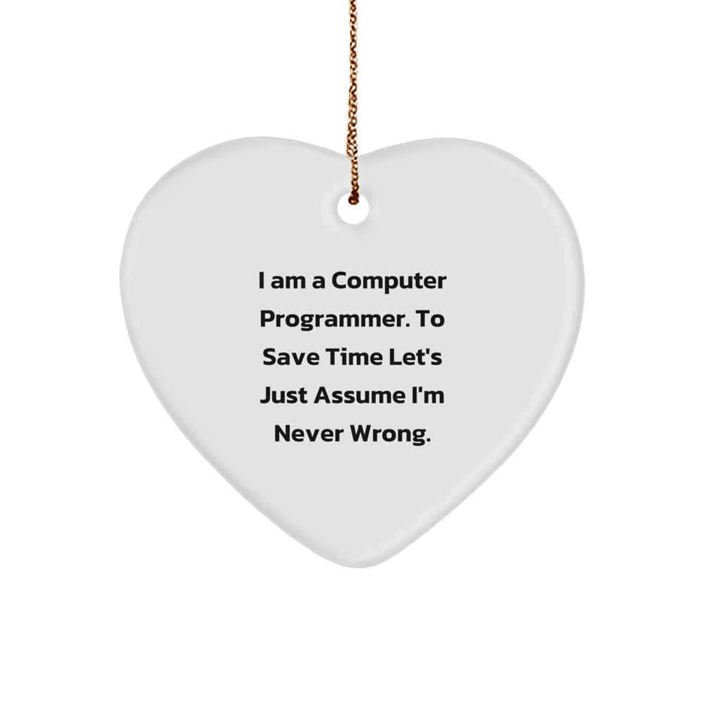 Humorous Computer Programmer Heart Ornament Gifts from Friends for Christmas - Image 1