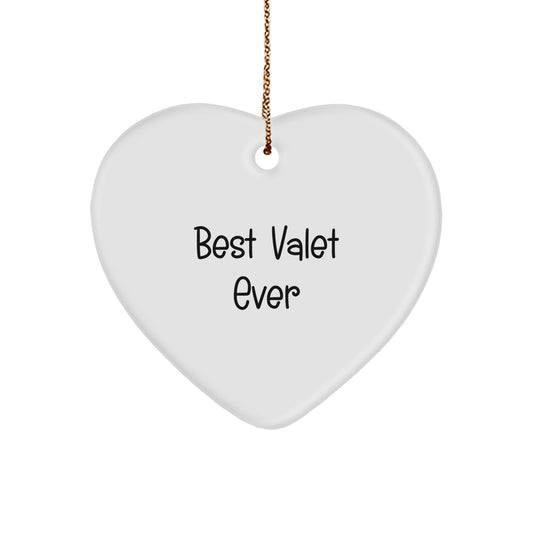 Funny Valet Christmas Unique Gifts from Men Gifts for Valet Heart Ornament Quote 'Best Valet Ever' Unique - Image 1