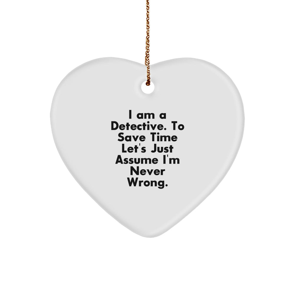 Funny Detective Heart Ornament Gifts from Friends for Detective Men at Christmas Unique Gifts - Image 1