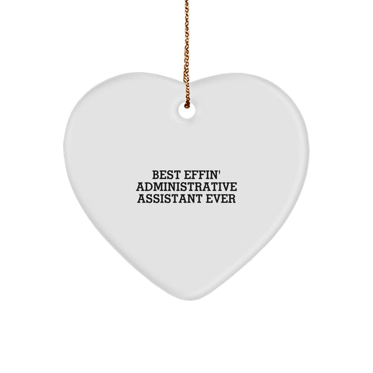 Funny Administrative Assistant Gifts from Men, Heart Ornament with Best Effin' Quote, Christmas Unique Gifts for Coworkers, Family, Friends - Image 1