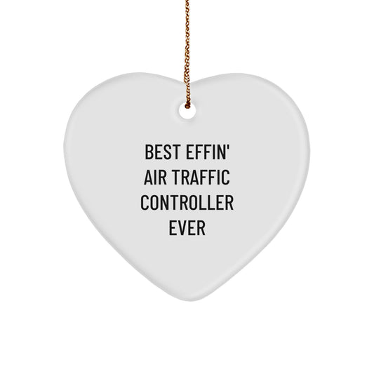 Funny Air Traffic Controller Heart Ornament, Gifts for Him, Unique Christmas Unique Gifts from Friends, Best Effin Ever Air Traffic Controller Lover - Image 1