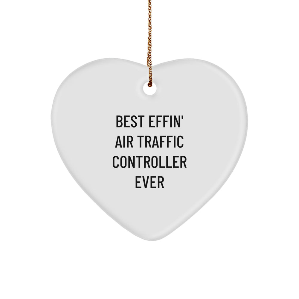 Funny Air Traffic Controller Heart Ornament, Gifts for Him, Unique Christmas Unique Gifts from Friends, Best Effin Ever Air Traffic Controller Lover - Image 1