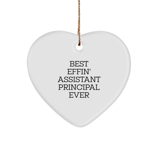 Funny Assistant Principal Gifts for Men, 'Best Effin' Assistant Principal Ever' Heart Ornament, Christmas Unique Gifts from Family - Image 1